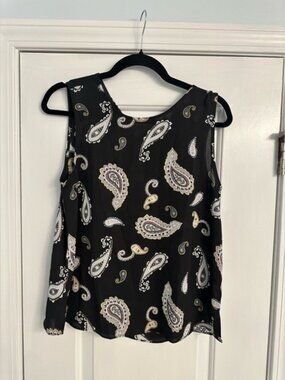 Loft Paisley Print Sleeveless Top - Black